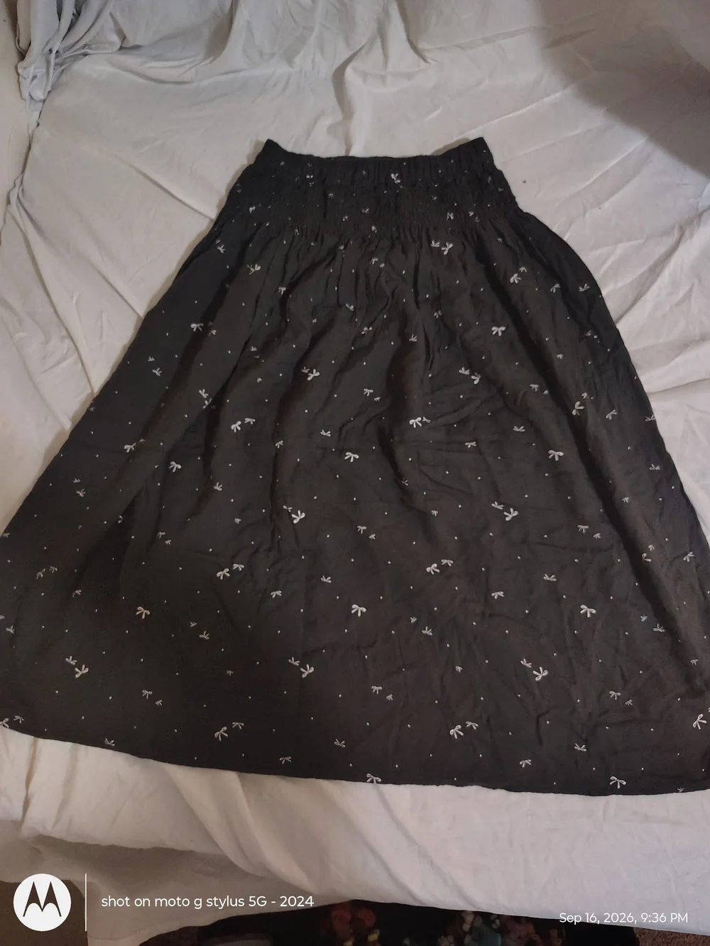 Carter's Black Midi Skirt with White Bow & Dot Print